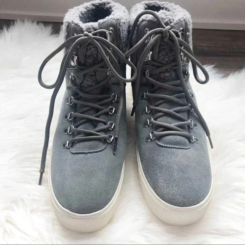 Marc Fisher Darlen Gray High Top Boots New 9.5 - Picture 3 of 6
